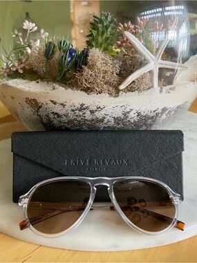 Prive Revaux Unisex Clear Frame Brown Gradient Sunglasses